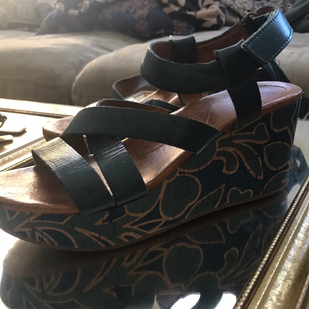 Cork Floral Wedges